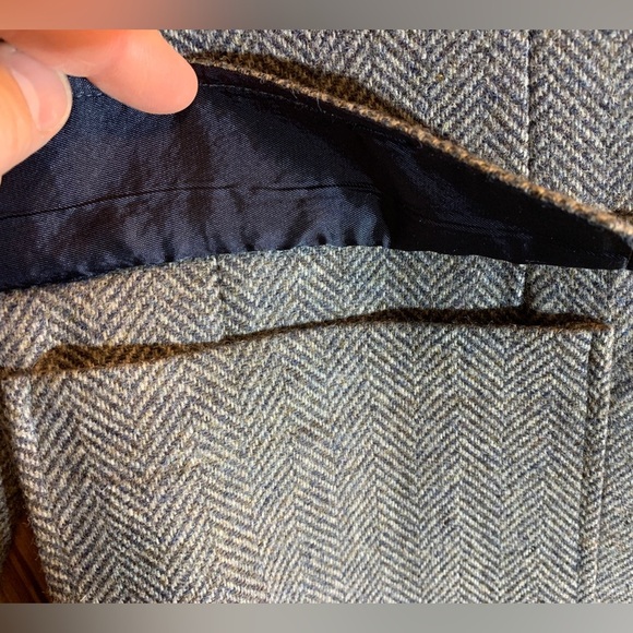 Vintage Imperial Pure Wool Grey Herringbone Tweed Sport Coat Blazer Size 42L USA - Picture 5 of 10